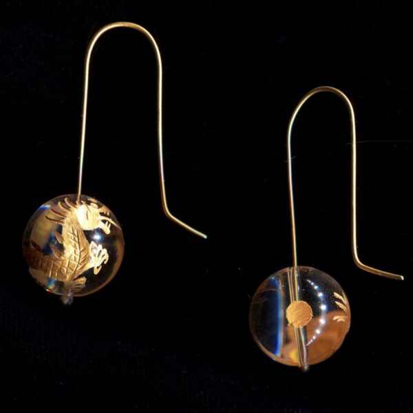 Product Image: Golden Dragon + Rock Crystal Quartz Ear Wires