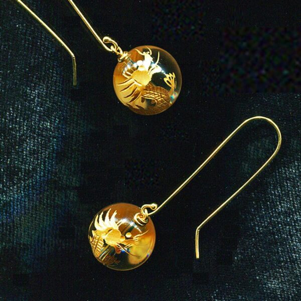 Product Image: Golden Dragon + Rock Crystal Quartz Ear Wires