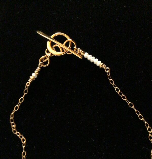 Product Image: MIni-Necklet Cognac Diamond + Sapphire Drop with White Freshwater Pearl
