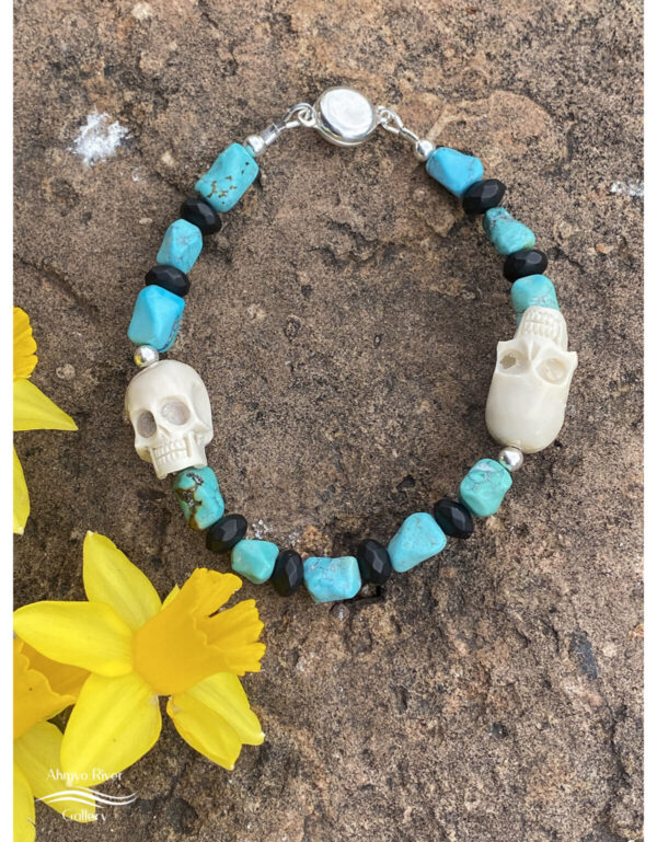 Product Image: Elk Antler Skull and Turquoise Men’s Bracelet