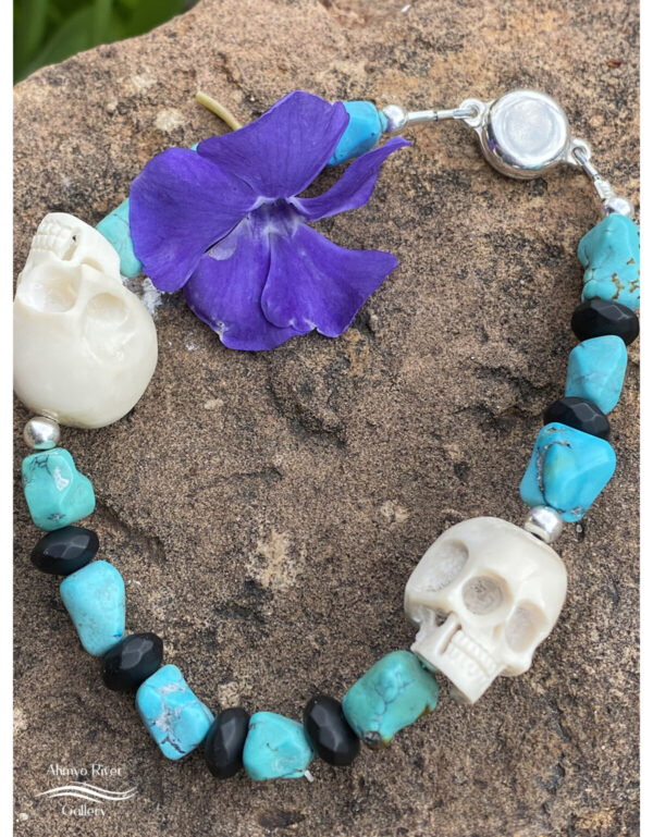 Product Image: Elk Antler Skull and Turquoise Men’s Bracelet