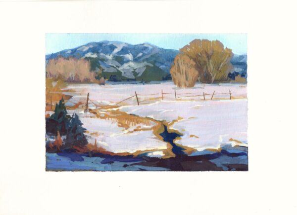 Product Image: Snow Field, New Mexico – Original framed gouache painting
