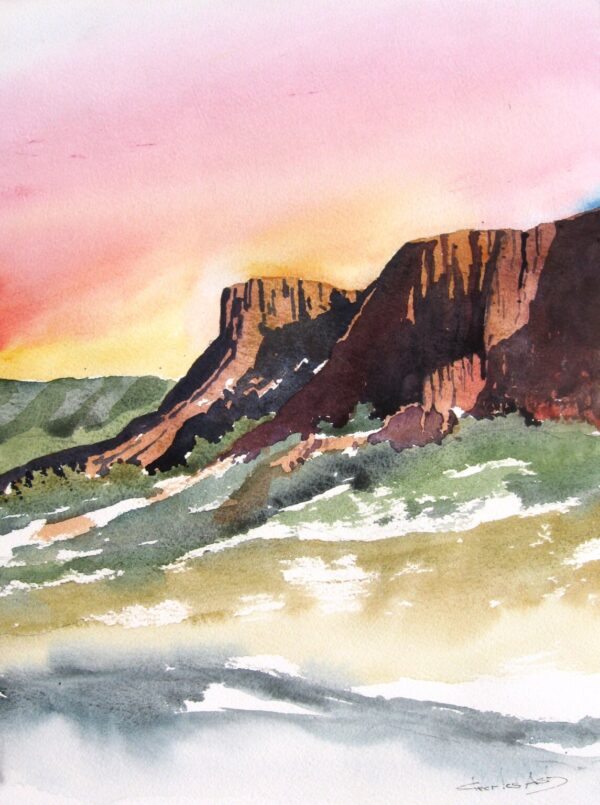 Product Image: Desert Cliffs – Original Watercolor Painting