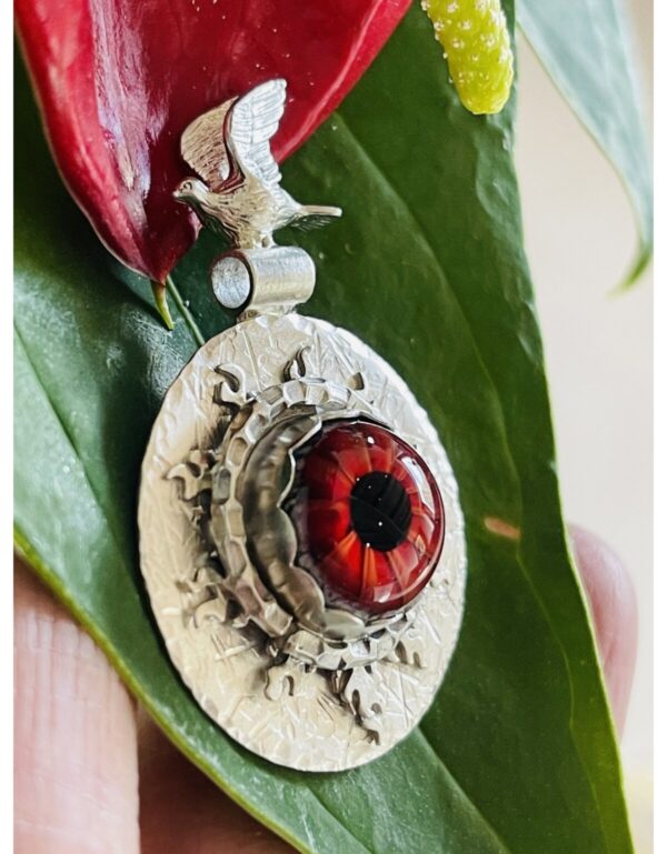 Product Image: Lampwork Glass Red Eye Necklace with Flying Bird