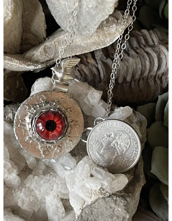 Product Image: Lampwork Glass Red Eye Necklace with Flying Bird