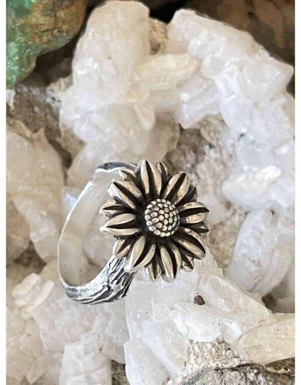 Product Image: Sterling Hand Cast Sunflower on Twig Ring Size 6.5