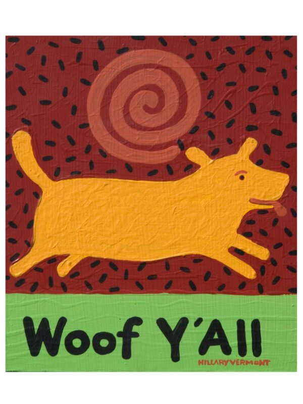 Product Image: Woof Y’All, yellow dog art print 8.5″ x 11″ copyright Hillary Vermont