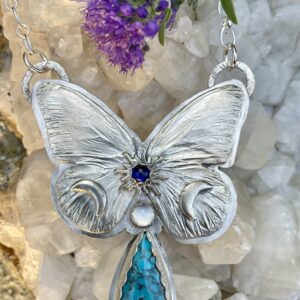 Product Image: Butterfly Necklace w/ Turquoise Moonstone Sapphire