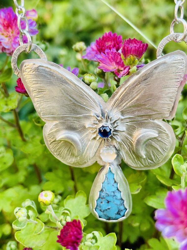 Product Image: Butterfly Necklace w/ Turquoise Moonstone Sapphire