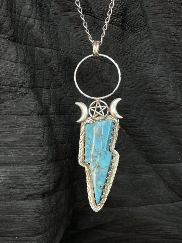 Product Image: Kingman Turquoise Moon 5 Point Star Bolt Necklace