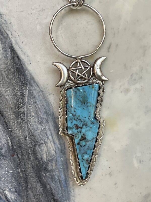 Product Image: Kingman Turquoise Moon 5 Point Star Bolt Necklace