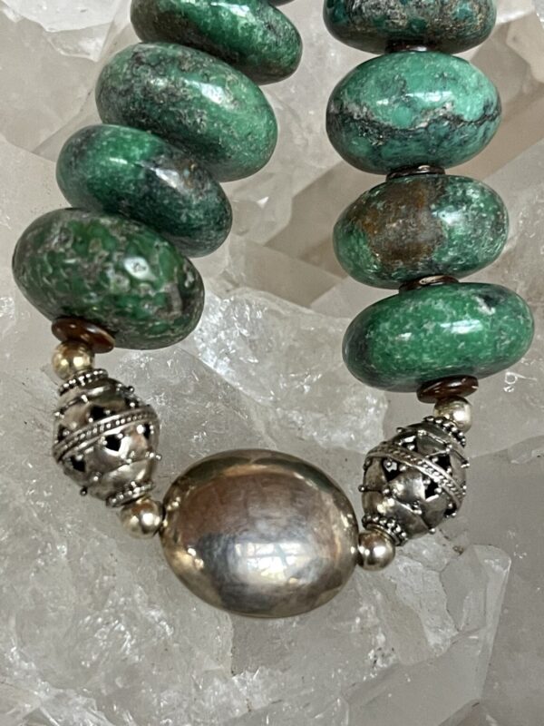 Product Image: Large Turquoise Disk Beads With Sterling Bracelet