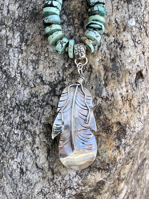 Product Image: Sterling Feather Turquoise Disk Necklace