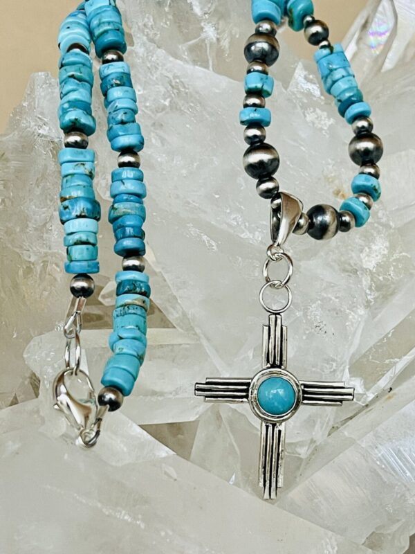 Product Image: Sterling Zia Navaho Pearl Turquoise Necklace