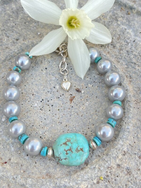 Product Image: Turquoise & Grey Pearl Bracelet