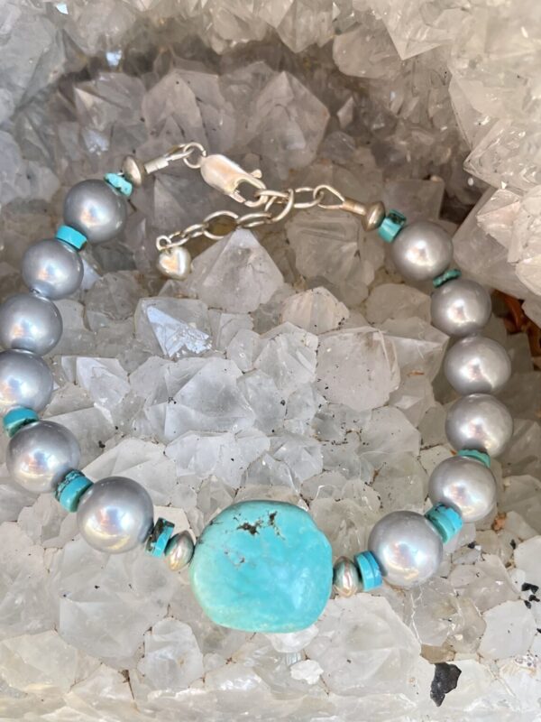 Product Image: Turquoise & Grey Pearl Bracelet