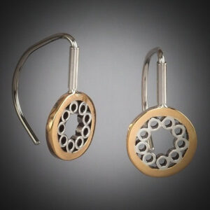 Product Image: 18 Karat Yellow Gold & Sterling Silver “Concentric Circles” Earrings