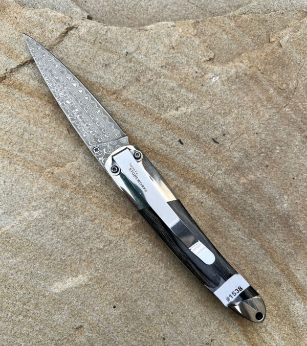 Product Image: Jet & Turquoise Damascus 4″ Linerlock Knife