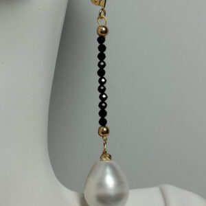 Product Image: Gold Black Spinel & Pearl Earrings
