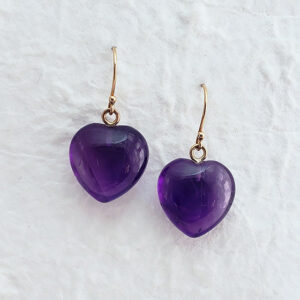 Product Image: Gold Amethyst “Heart” Earrings