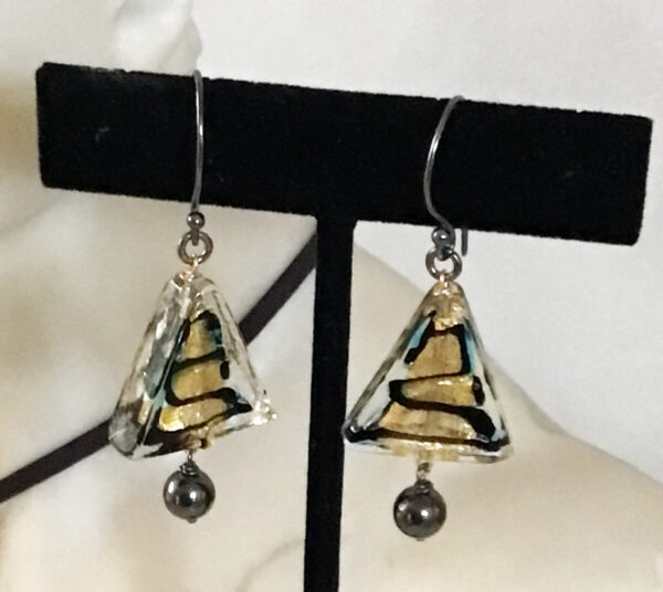 Product Image: Venetian Glass Triangle Earrings w/ Hematite