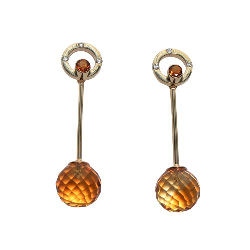 Product Image: 14KY Citrine Ball & Diamond Earrings