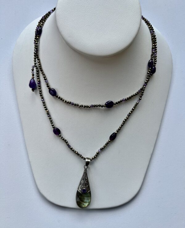 Product Image: Labradorite/Amethyst and Pyrite Necklace