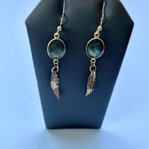 Product Image: Bronze Leaf and Labradorite Earrings