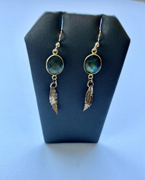 Product Image: Bronze Leaf and Labradorite Earrings
