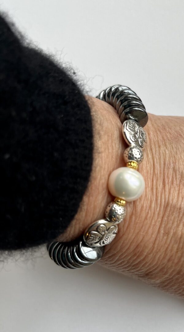 Product Image: Hematite/Pearl/Butterfly Bracelet