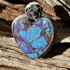 Product Image: Mohave Kingman Turquoise Heart Flower Ring Size 7
