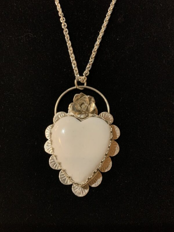 Product Image: White Pristine Heart with Flower Necklace
