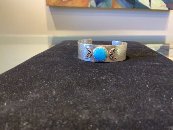 Product Image: “Adventure” Moon Cuff Bracelet SS w/ Royston Turquoise