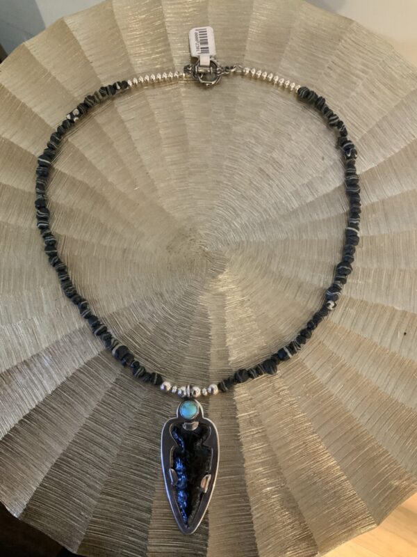 Product Image: Authentic Obsidian Arrowhead w/Turquoise Necklace