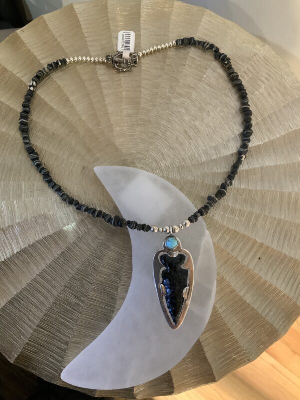 Product Image: Authentic Obsidian Arrowhead w/Turquoise Necklace