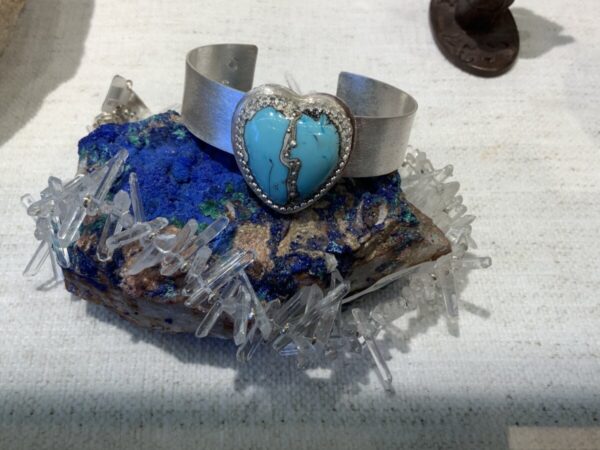 Product Image: Blue Lampwork Heart SS cuff