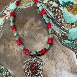 Product Image: Turquoise and Coral Pendant Necklace