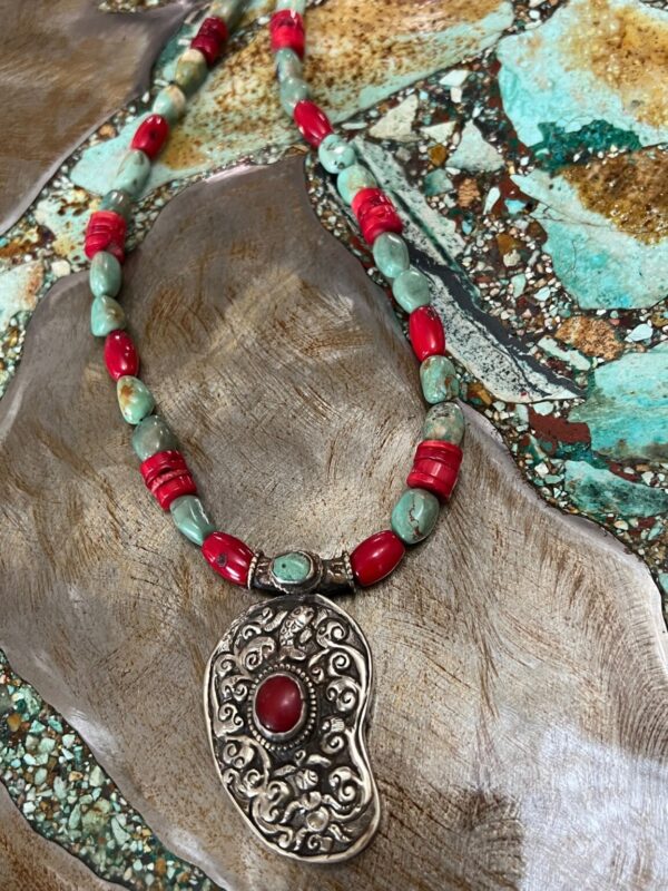 Product Image: Turquoise and Coral Pendant Necklace