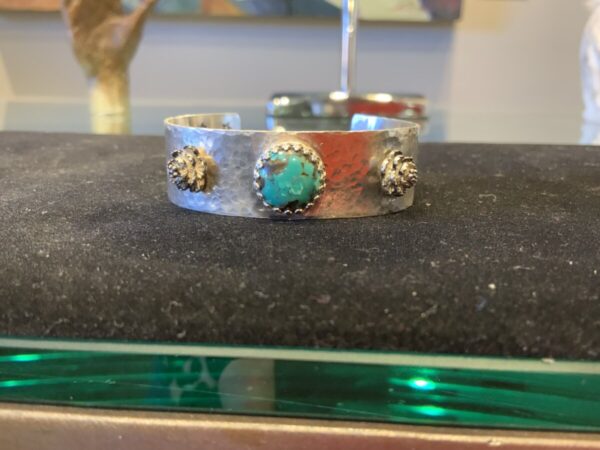 Product Image: “Time to Shine” Cuff SS w/ Kingman Turquoise & flowers
