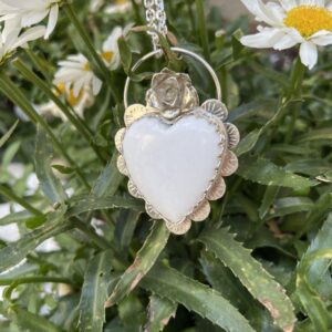 Product Image: White Pristine Heart with Flower Necklace