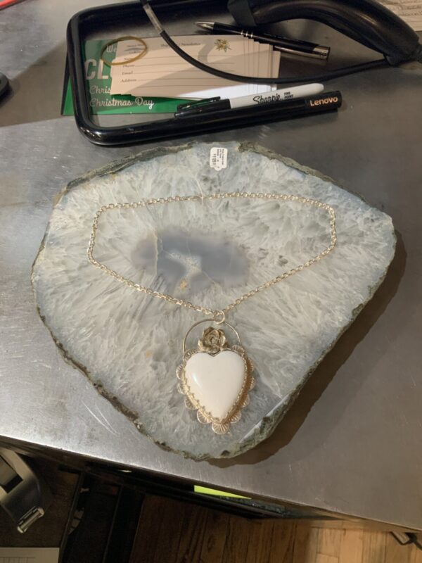 Product Image: White Pristine Heart with Flower Necklace