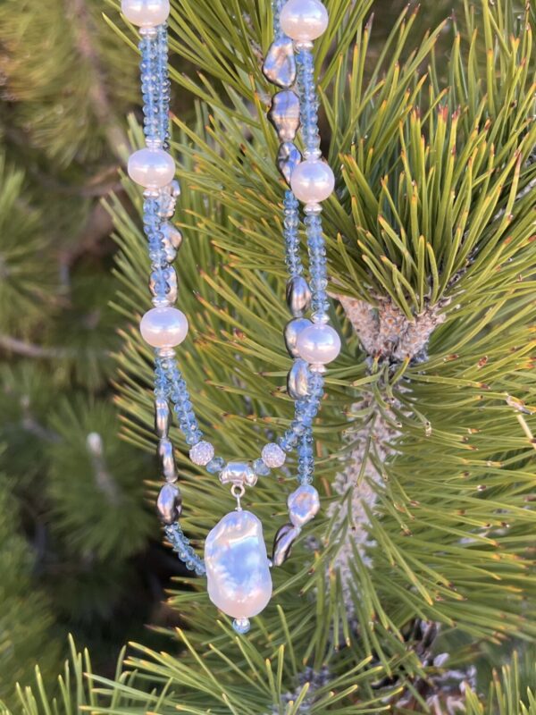 Product Image: Baroque Pearl Faceted Aquamarine Necklace