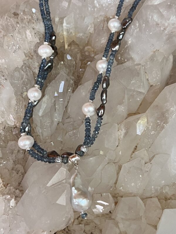 Product Image: Baroque Pearl Faceted Aquamarine Necklace