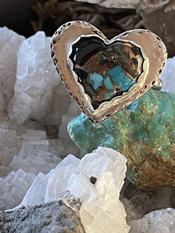 Product Image: Kingman Turquoise in Bronze Heart Ring Size 7