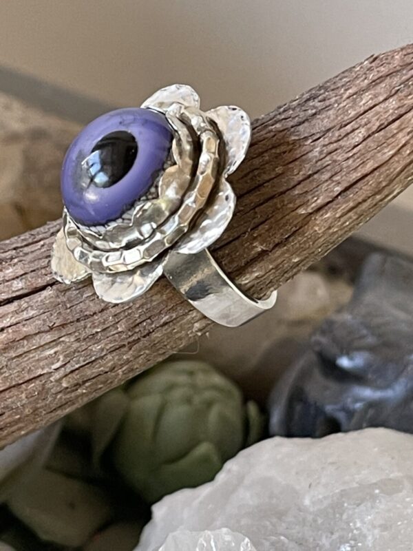 Product Image: Lampwork Glass Purple Eye Ring Size 6.75