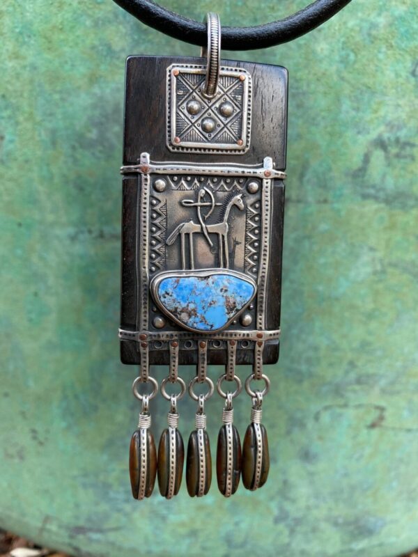 Product Image: Large Sterling Ebony Turquoise Tag Necklace