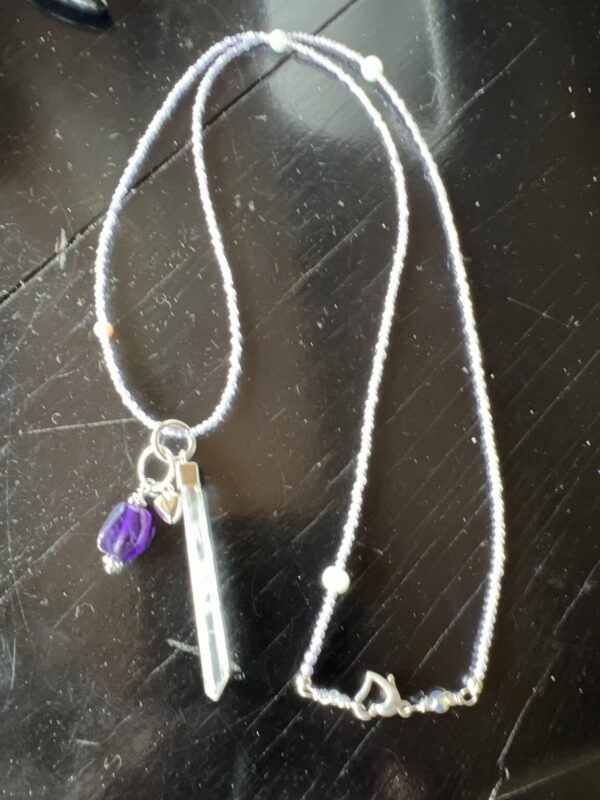 Product Image: Purple Zircon, Opal, Amethyst, Quartz Point Necklace