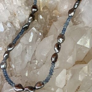 Product Image: Tahitian Keshi Pearl Faceted Aquamarine Necklace