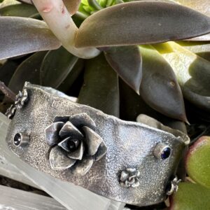Product Image: Reticulated SS Sapphire Hand cast Succulent Cuff