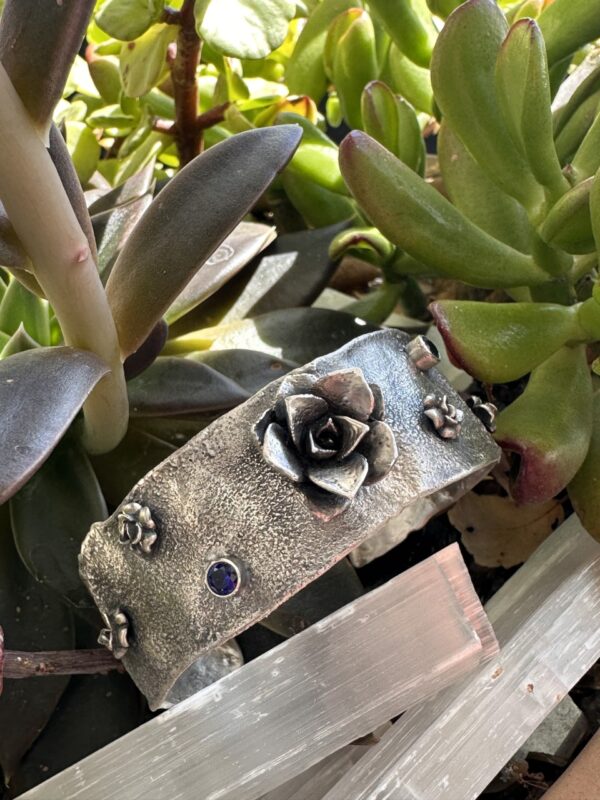 Product Image: Reticulated SS Sapphire Hand cast Succulent Cuff